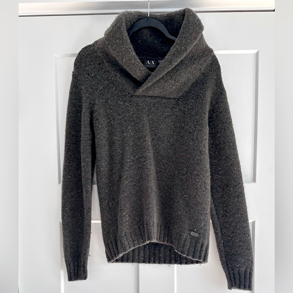 MENS ARMANI EXCHANGE SHAWL NECK KNIT SWEATER SIZE SMALL.